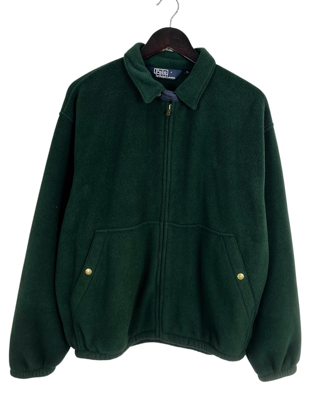 Polo Ralph Lauren VTG Forest Green Fleece Zip Up Jacket Size Large